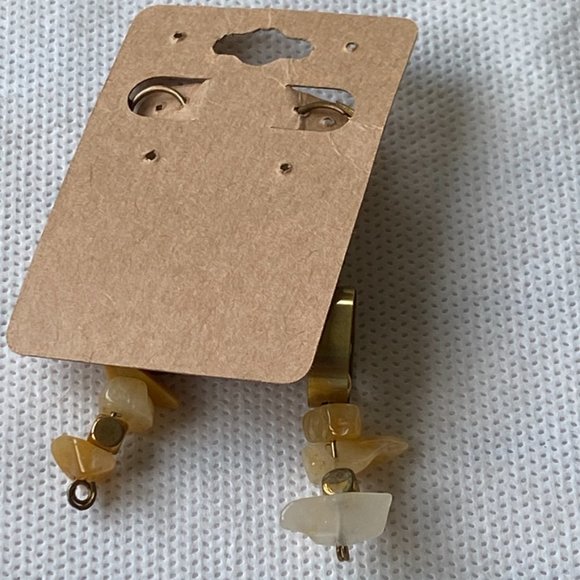 Metal and Stone Dangle Earrings - Picture 3 of 7